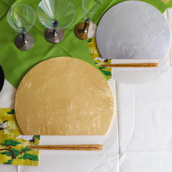 SCHON+ チャージャープレート 半円  シルバー ゴールド 金 銀 トレイ リバーシブル 半月敷...