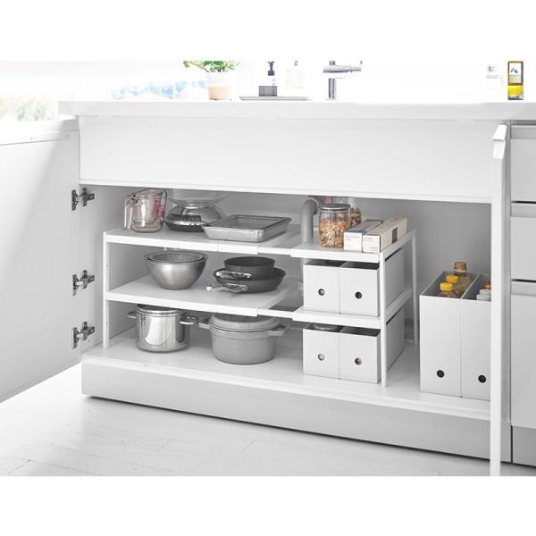 伸縮シンク下ラック ２段 タワー Ｄ３０ ホワイト  TOWER タワー 4948 ホワイト  （メ...