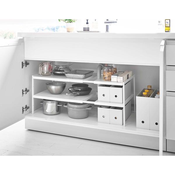 伸縮シンク下ラック ２段 タワー Ｄ４０ ホワイト  TOWER タワー 4950 ホワイト  （メ...