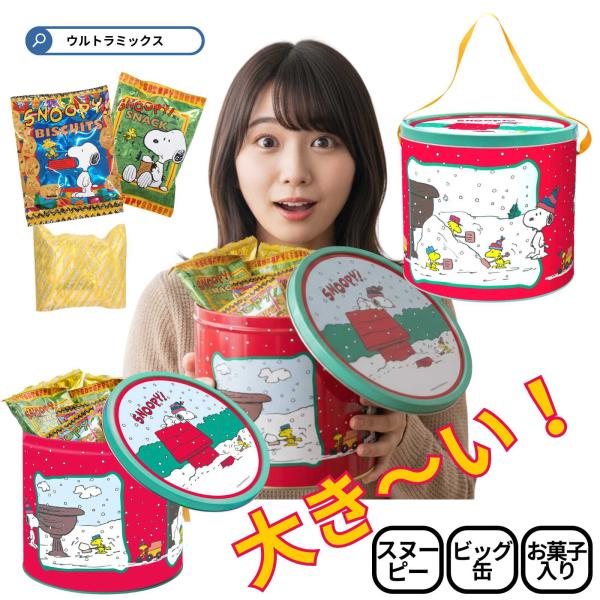 クリスマス お菓子 詰め合わせ 缶 クリスマス スヌーピー ビッグラウンドティン 子供会 クリスマス...