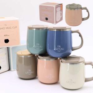 ステンレス マグカップ 真空  蓋 付き  ガトー ステンレス サーモマグカップ 400ml 取っ手付き 真空二重構造 コーヒーマグ マグカップ｜ウルトラミックス ヤフー店