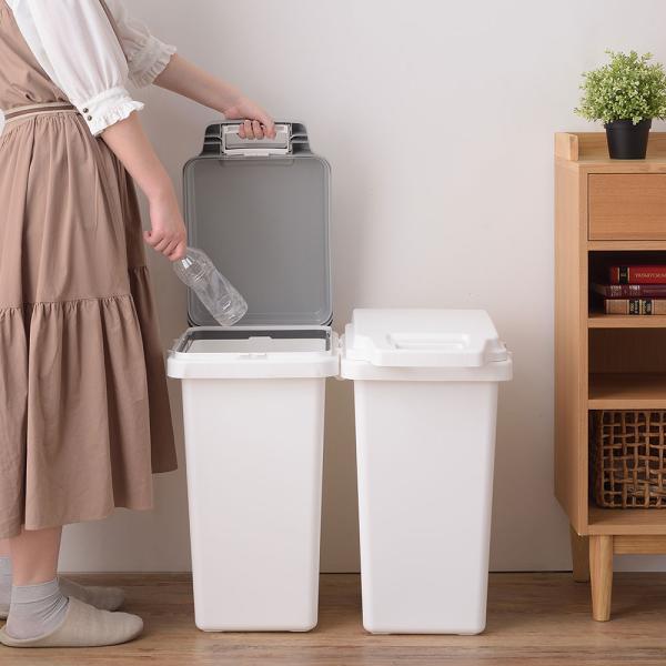抗菌ペール 防臭 45JS グレー 灰色  防汚 容量約45L ゴミ箱 蓋付き 取っ手付き 日本製 ...
