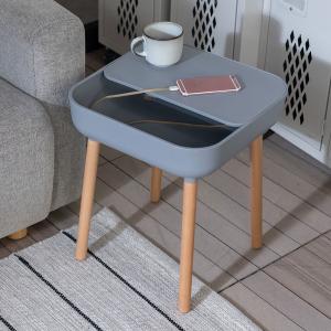 東谷 サイドテーブル コード穴付き 収納スペース RECT レクト 高さ47cm