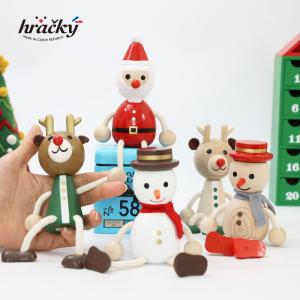 ハラチキ Hracky チェコ産 木の人形 5点セット クリスマス 正規品 サンタクロース トナカイ スノーマンチェコ 木製人形の商品画像