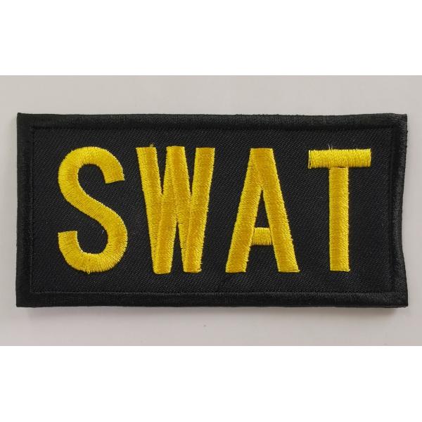 【送料無料】ミリタリーワッペン　SWAT　(大）　サバゲ―　刺繍ワッペン／黒×黄