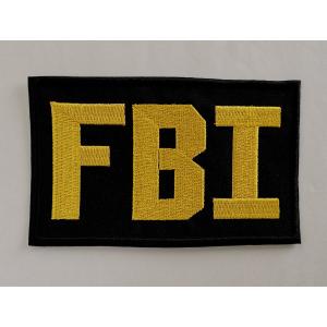 【送料無料】ミリタリーワッペン　FBI　サバゲ―　刺繍ワッペン／黒×黄