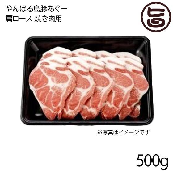 やんばる島豚あぐー 黒豚 肩ロース 焼き肉用 500g フレッシュミートがなは 沖縄 土産 アグー ...