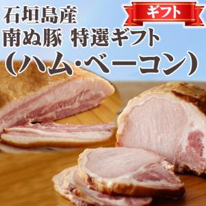 ギフト 南ぬ豚 特選ギフト (手揉みロースハム・手揉みベーコン) ×各1セット 沖縄 国産 人気 肉 ギフトセット｜umaimon-hunter