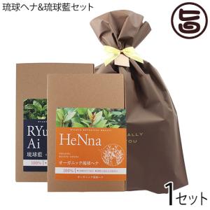 ギフト オーガニック琉球ヘナ&琉球藍セット 箱入100g×各1箱 ラッピング 白髪染め 染毛料 国産 沖縄 土産 有機 植物染料｜umaimon-hunter