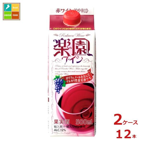 清洲桜醸造 楽園ワイン 赤 500ml紙パック×2ケース（全12本）送料無料 爆買