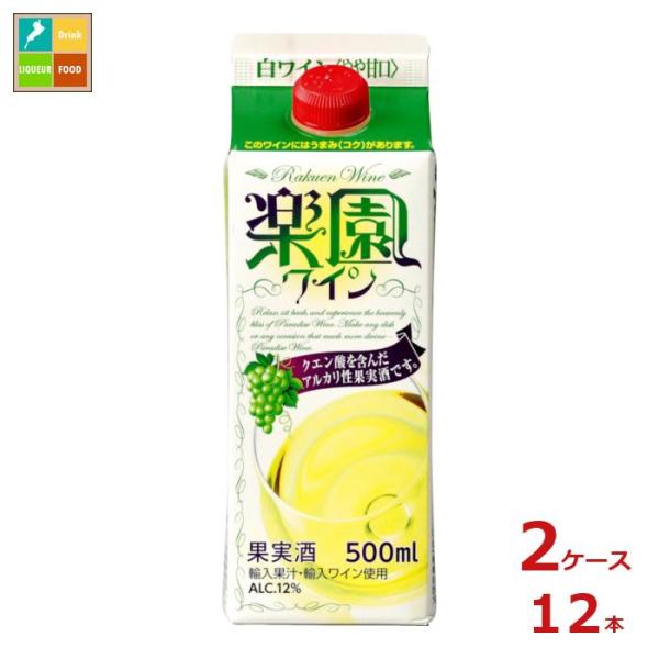 清洲桜醸造 楽園ワイン 白 500ml紙パック×2ケース（全12本）送料無料 爆買