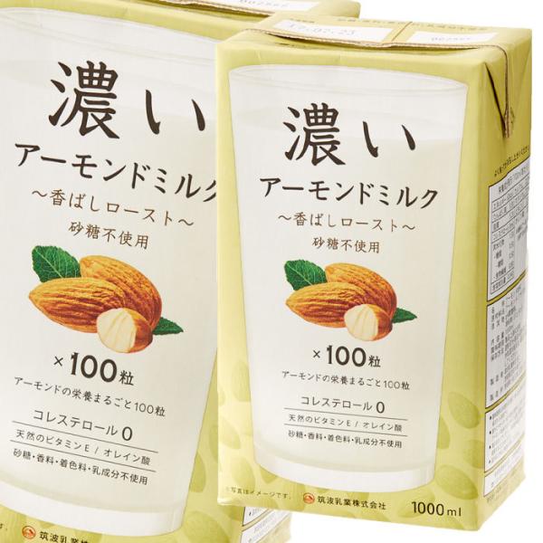 筑波乳業 濃いアーモンドミルク 香ばしロースト1L 紙パック ×2ケース（全24本） 送料無料