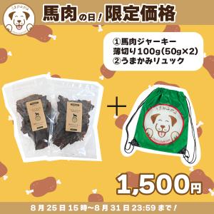 うまかみかみ 馬肉ジャーキー薄切りタイプ100g＋うまかみリュック付  馬肉の日SALE価格