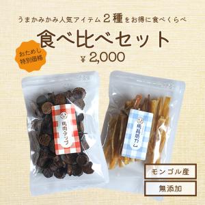 犬 おやつ 無添加 食べ比べセット うまかみかみ 馬背筋ガム 100g ＋ 馬肉チップ  モンゴル産