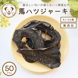 犬 おやつ 無添加 馬肉 うまかみかみ  馬ハツジャーキー 50g 202304niku｜umakamikami-shop