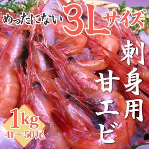 甘エビ１kg（３Lサイズ）刺身用（41〜50尾）化粧箱入り