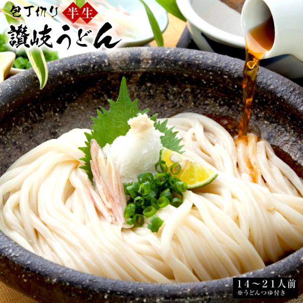 うどん ウドン 饂飩 讃岐 《半生》包丁切り 讃岐うどん14〜21人前（300g×7袋 つゆ付き）【...