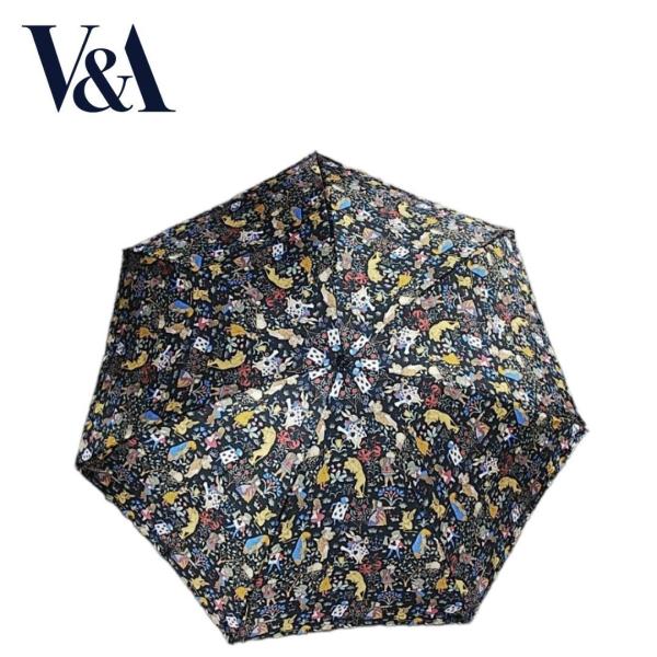 VA30013 V&amp;A日本製ミニ傘アリス柄ミニ傘 サテン生地　V&amp;A UV加工 不思議の国のアリス ...