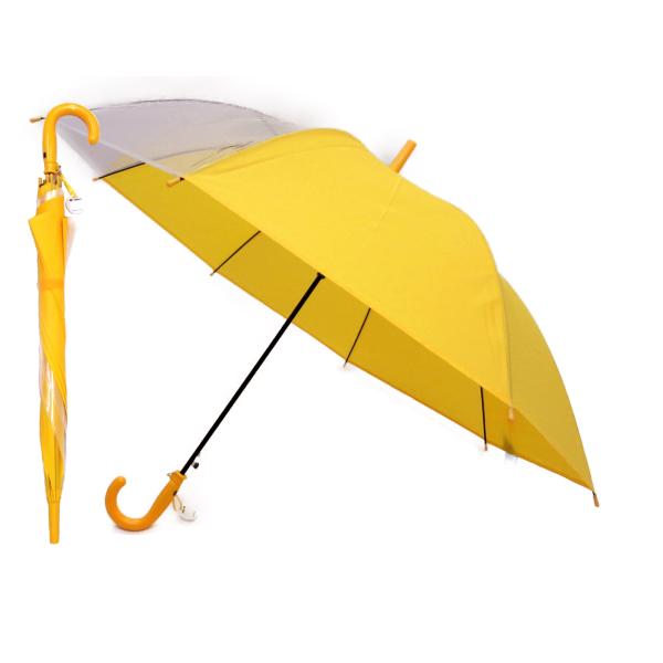 黄色傘　児童傘　透明窓で前がよく見える　ぷっくり手元で握りやすい　学童用　３本以上単価　小学生