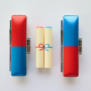 おそろいんかん　夫婦むすび　朱色×瑠璃色　(認印)　受注生産　印鑑