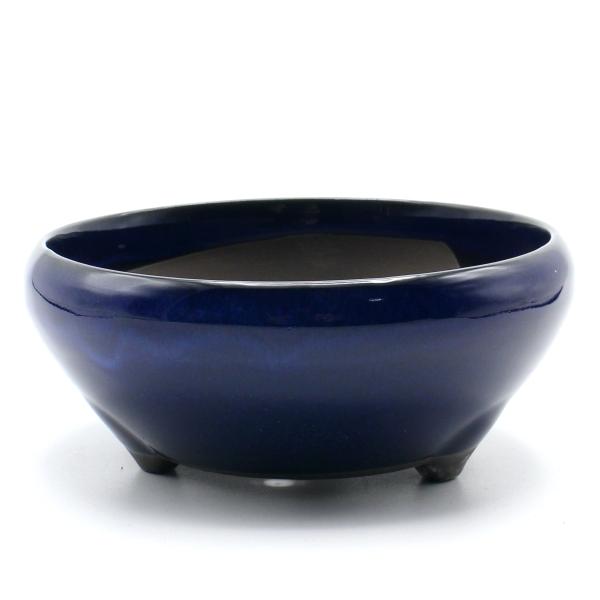 盆栽鉢 4号 鉄鉢 青色 海鼠釉 瀬戸焼 陶器 丸 浅型 小品 小さい ミニ アガベ 塊根 多肉 雑...