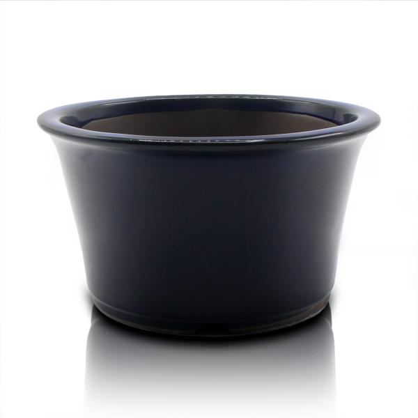 盆栽鉢 5号 丸反型鉢 青色 海鼠釉 瀬戸焼 深型 陶器 観葉植物 アガベ 塊根 多肉 サボテン 雑...