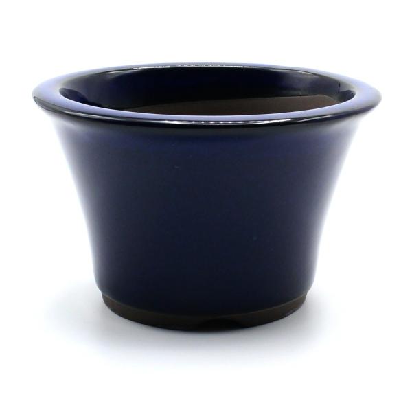 盆栽鉢 4号 丸反型鉢 青色 海鼠釉 瀬戸焼 深型 陶器 観葉植物 アガベ 塊根 多肉 サボテン 雑...