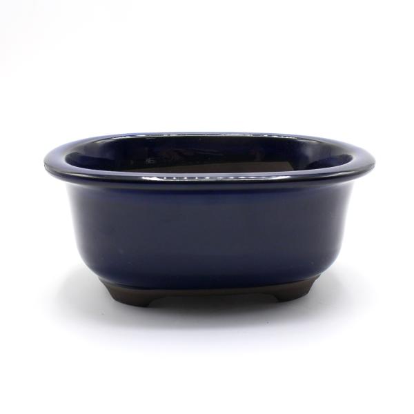 盆栽鉢 5号 小判エン付鉢 青色 海鼠釉 瀬戸焼 陶器 深め 山野草 雑木 松柏 小品 小さい 約1...