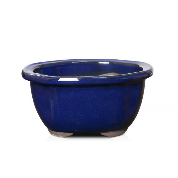 盆栽鉢 5号 木瓜鉢 モッコ鉢 青色 海鼠釉 瀬戸焼 陶器 深め 小品 小さい 雑木 松柏 約17セ...