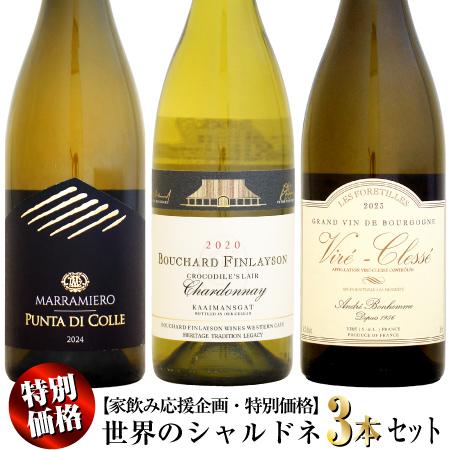 【クール配送】【家飲み応援・特別価格】世界のシャルドネ 3本セット (伊、南ア、仏)