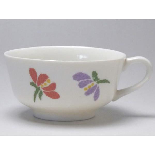 【Ｂ級品】パステル小花（紫・赤／紫／紫）　クリーム反口ティーカップ　[普段使いの食器]