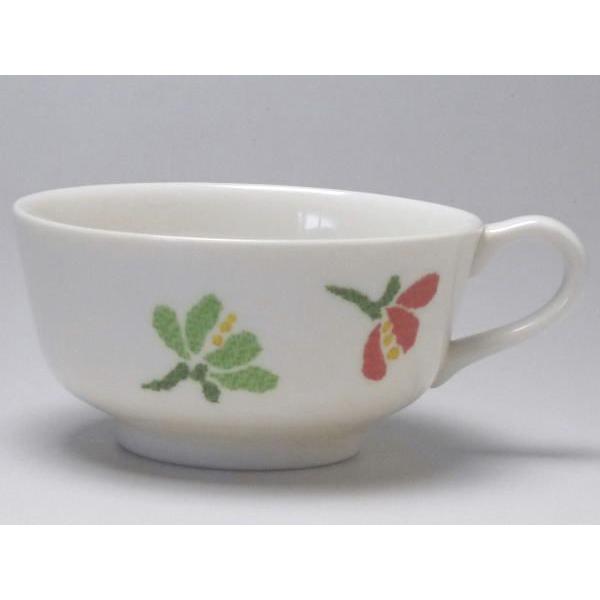 【Ｂ級品】パステル小花（赤・緑／緑／緑）　クリーム反口ティーカップ　[普段使いの食器]