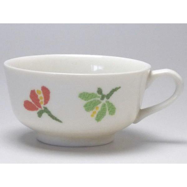 【Ｂ級品】パステル小花（緑・赤／緑／緑）　クリーム反口ティーカップ　[普段使いの食器]
