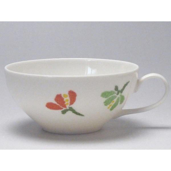 【Ｂ級品】パステル小花（緑・赤／緑／緑）　クリーム底狭ティーカップ　[普段使いの食器]