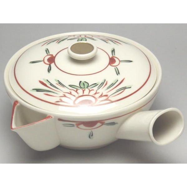 【Ｂ級品】赤絵菊　平急須（茶こし無し）　[普段使いの食器]