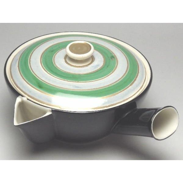 【Ｂ級品】緑駒筋　平急須（茶こし無し）　[普段使いの食器]