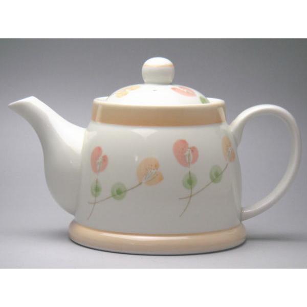 【Ｂ級品】オレンジ花　ポット（茶こし付き）　[普段使いの食器]