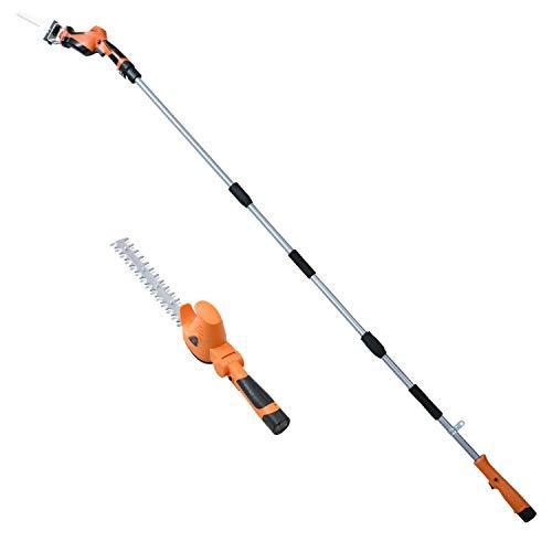 山善 高枝ガーデントリマー&amp;ガーデンソーセット 10.8V 充電式 (ポール高さ3段階調整) (着脱...