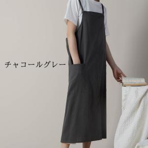 エプロン リネン おしゃれ かぶるだけ ワンピ...の詳細画像1