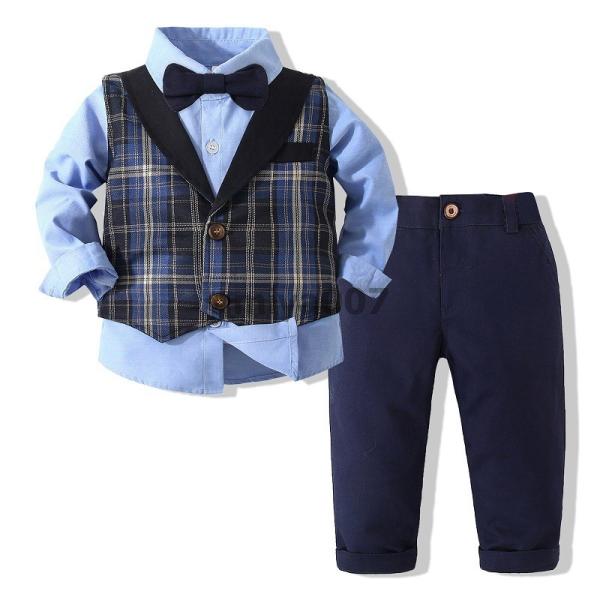 ベビー ロンパース 男の子 スーツ ベビー 子供 4点セット フォーマル スーツ 子供服 ベビー服 ...