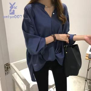 シャツ レディース ロング 長袖 半袖 ブラウ...の詳細画像3