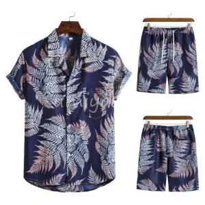 上下セット セットアップ メンズ 2点セット 花柄 総柄 半袖 夏 短パン シャツ ストライプ サマージャケット ハーフパンツ トップス アウター
