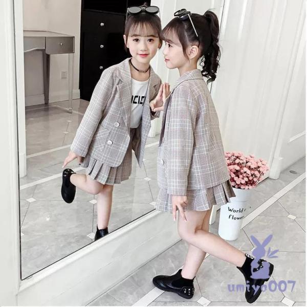 爆買 スーツ 入学式 女の子 フォーマルスーツ チェック柄 子供服 子供スーツ 卒業式 2点セット ...