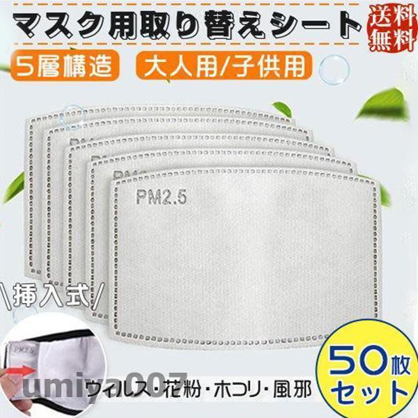 マスク用取り替えシート 5層構造 花粉対策マスク 挿入式 子供用 活性炭入不織布 フィルターシート ...