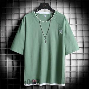 Tシャツ メンズ 半袖 レイヤード風 重ね着 ...の詳細画像5