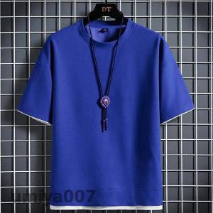 Tシャツ メンズ 半袖 レイヤード風 重ね着 ...の詳細画像4