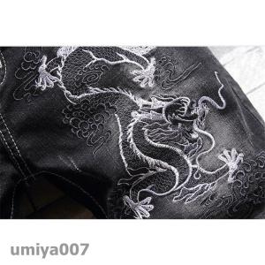 デニム ショートパンツ メンズ 刺繍 龍柄 ハ...の詳細画像4