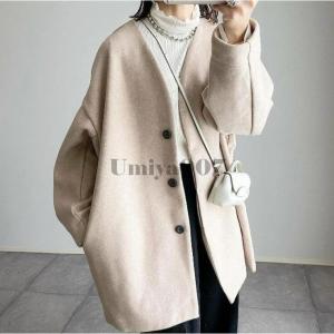 スプリングコート レディース トレンチコート ノーカラー 7分袖丈 羽織