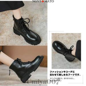 ショートブーツ 裏ボア 暖かい レースアップブ...の詳細画像4