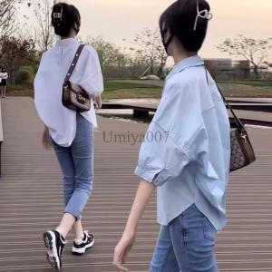 夏物 レディース シャツ ブラウス 服 レディース ブラウス レディース 五分袖 春夏 シャツブラウス 無地 トップス 可愛い 開襟
